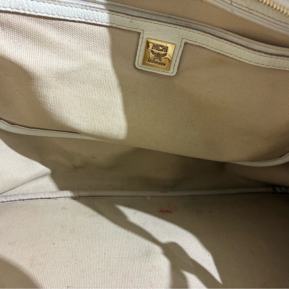 MCM White and Green Geometric Tote - Picture 10 of 10